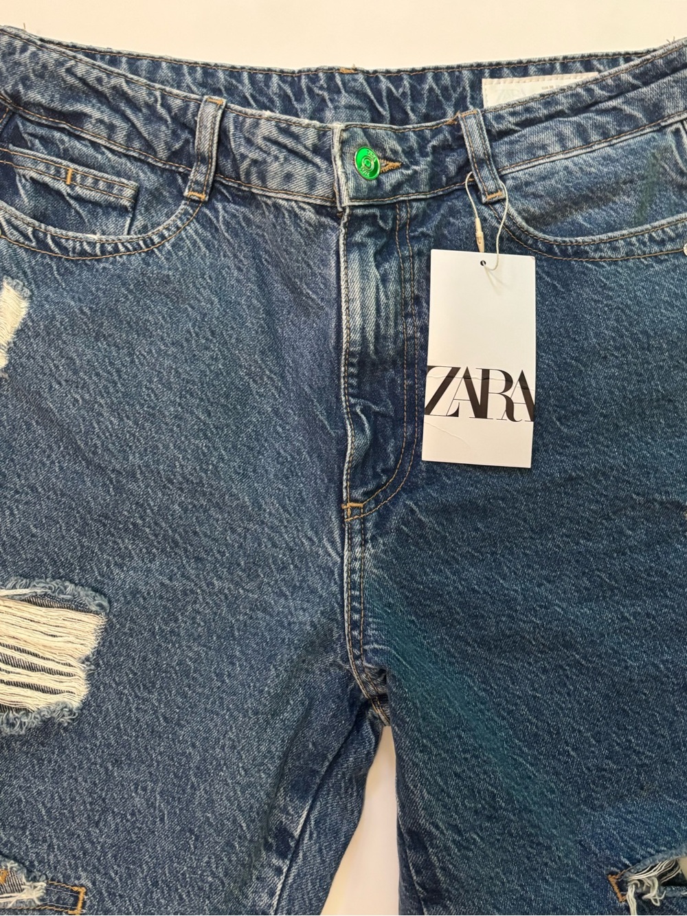 ZARA Z1975 MID WAIST RIPPED CUT OUT STRAIGHT LEG JEANS - Picture 5 of 7